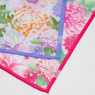 京都友禪染大判紗布手帕-菊(粉/藍)