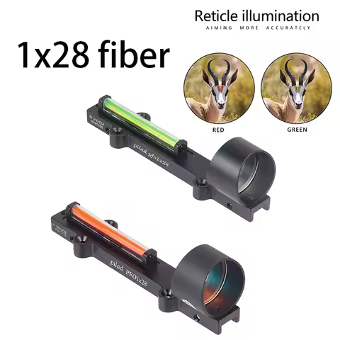 Lambul 1x28 Red Green Fiber Optic Sight Red Dot Collimator Sight 11mm Rail For Shutgun Hunting Scope