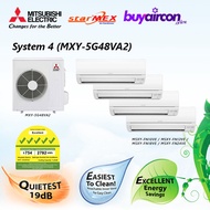 (R410) Mitsubishi Electric Starmex System 4 Aircon - MXY-5G48VA2, 5 Ticks, Free Installation for 25 Feet/Fan-coil