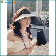 CR Straw Upf50+ Large Brim Summer Cycling Anti-Uv Empty Top Sunscreen Hat For Women Uv Sun Hat Sun Hat