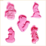 FACY 5 Pcs Pregnant Mother Keychain Epoxy Resin Mold Handmade Women Mom Pendants Silicone Mould DIY 