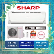【5 STAR ENERGY SAVING】SHARP 1HP 1.5HP 2HP 2.5HP J-Tech Inverter Aircond (AHX9VED)1HP Air Conditioner Powerful
