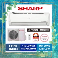 【5 STAR ENERGY SAVING】SHARP 1HP 1.5HP 2HP 2.5HP J-Tech Inverter Aircond (AHX9VED)1HP Air Conditioner