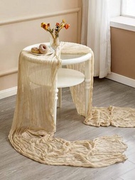 1入組90*180cm/90*300cm長款浪漫紗質桌布，適用於婚禮裝飾、新娘灑花、生日派對、椅背裝飾和婚禮拱門