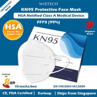 10 pieces KN95 Protective Mask Wistech HSA Notified Medical Device FFP3 (99%) (Black/White)