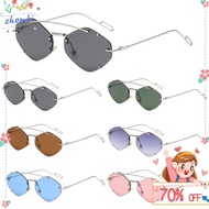 ZHOMKI89 Hexagon Sunglasses, UV400 Protection Trendy Rimless Sun Glasses, Fashion Retro 2000s Shades