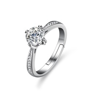 LOVETIA Cincin Perak Asli 925 Cincin Wanita Berlian Moissanite Wedding Ring 0.5 Ct Sertifikat GRA BT