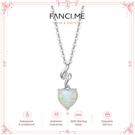 FANCIME Opal October Gemstone Heart Sterling Silver Necklace