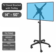Portable Mobile TV Trolley Stand Rack Movable Adjustable LCD LED Monitor Bracket 14 - 50 inch 19/21/