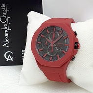 Alexandre Christie 6590 pria model terbaru tali merah chrono stopwatch