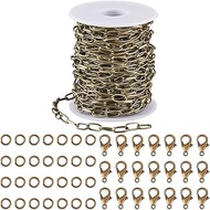 SUNNYCLUE 32.8 Feet/10M 5mm 0.2in Paperclip Chain Set Paper Clips Chains Bronze Vintage Metal Cable 