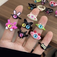Magic Kids Fun Internet Celebrity Mới Dopamine Devil Big Eye Ring Trang Sức 3D Quái Vật Mở Mắt Xai-V