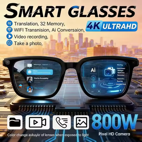 AIMB-G1 6K HD AI Smart Glasses Camera Bluetooth Call Voice Assistant Music Player Translate Video Re