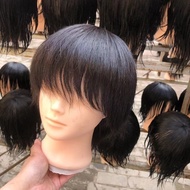 Men Real Hair Training Hand Men Hair Training Head Model Bald Head Makeup Barber Shop Hairdressing C