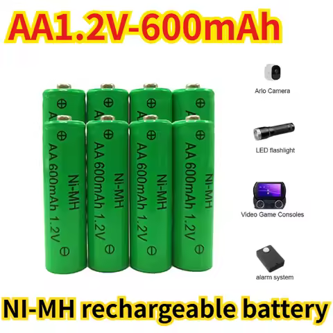 Original AA NI-MH Battery 1.2V 600mAh AA Rechargeable NiMH Battery for Clock Radio Video Camera Micr