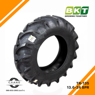 13.6-24 รุ่น TR-135  ยี่ห้อBKT ผ้าใบ8ชั้น ยางรถไถ ล้อหลังสำหรับคูโบต้าJOHN DEERE