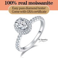 High quality D vvs1 mosisanite diamond ring 925 sterling silver oval cut 1ct moissanite ring