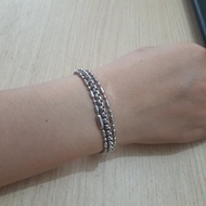 lắc tay inox cao cấp 3 tầng kiểu bông dừa 4mm kết hợp trúc bi siêu đẹp không đen không gỉ