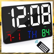 (B A F O)Digital Wall Clock Large Display Alarm Clock with Wireless Remote Control LED Wall Clock with Date and Temperature