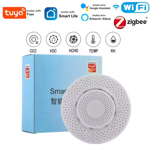 Tuya Zigbee/WiFi Air Quality Sensor Smart Air Box CO2 Meter Formaldehyde VOC Temperature Humidity Se