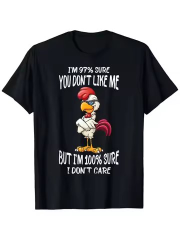 Women's Summer Casual Rooster Print T-Shirt "I'm 99% Sure You Don't Like Me" Funny Chicken Graphic T