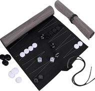 CXAFQ Backgammon - Rollable Backgammon Board Game Leather-like Finish - 5 Dice Portable and Travel-f