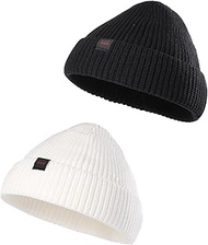 DASMINI 2 Pack Fisherman Beanie Hats for Men Women,Knit Trawler Skull Cap,Watch Cap,Spring Fall Wint