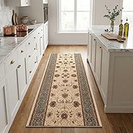 RUG BRANCH Majestic Traditional Persian Beige Blue Indoor Runner Rug for Entryway, Hallway, Bathroom