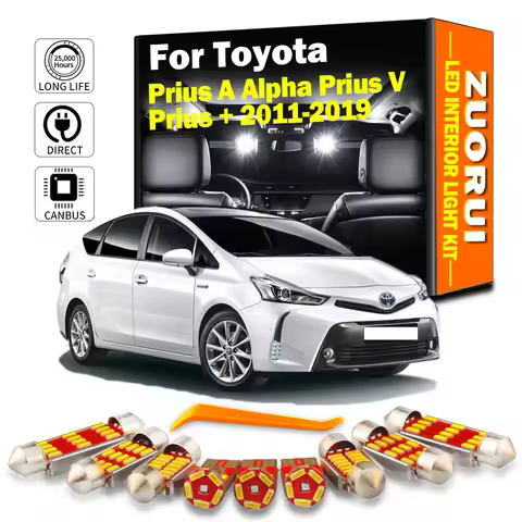 ZUORUI 12Pcs Canbus Car LED Interior Map Light Kit For Toyota Prius A Alpha Prius V Prius + 2011-201
