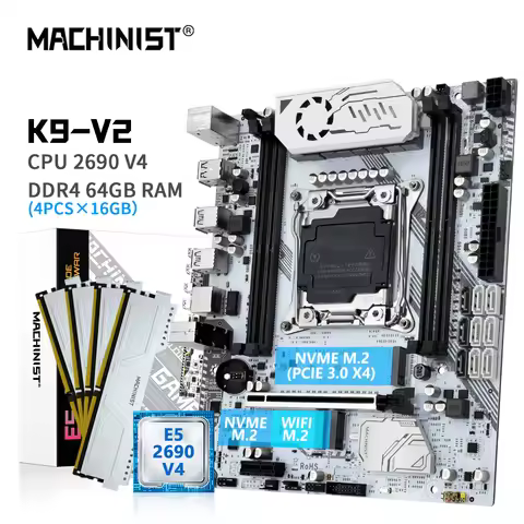 MACHINIST X99 K9 V2 placabase. Combo LGA 2011-3 KitXeon E5 2690 V4 procesador 64GB 2666MHz DDR4 memo