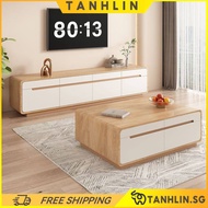 Light Luxury Simple Modern E0 Solid Wood TV Cabinet Double Drawer Set Whole Assembly E0 Grade Eco-fr