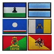 National Flag Embroidered Hook Loop Patch Set Featuring Lesotho Botswana Yakutia Sicily And Pacific 
