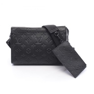 【二手】LOUIS VUITTON可穿戴錢包 Monogram Shadow Noir M81115 單肩包，黑色皮革 Gaston 穿戴錢包