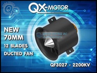 QX-MOTOR Ducted Fan 70mm EDF 12 Blades QF3027 2200KV CCW Brushless Motor (6S)