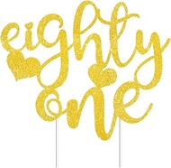 Eighty-one Cake Toppers Gold Glitter, Happy 81st Birthday Cake Decorations Cheers to 81 Years Pick P