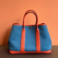 🧡Hermes/愛馬仕Garden party 30 藍拼橙花園包手提包單肩包