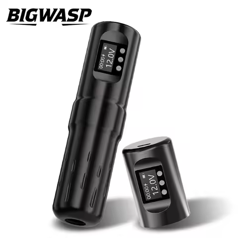 BIGWASP V74 Wireless Tattoo Machine 1800mAh Large Capacity Battery Digital LED Display Low Noise Mot
