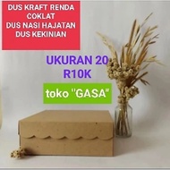 Brown Kraft lunch box size 20 350gr rice box box/ Kraft box R10K (20x20x7) rice box/ celebration box