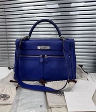 Hermes 愛馬仕全皮Kelly Lakis 32 電光藍 框O刻 99新