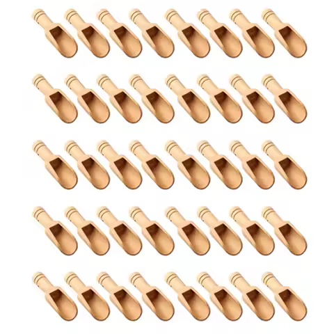 ABKL-40 Pcs Mini Wooden Spoon, Mini Bath Salt Spoon, Wooden Candy Spoon, Washing Powder Spoon Spoon 