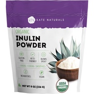 Kate Naturals Inulin Powder Organic from Blue Agave (8oz) Soluble Prebiotic Fiber for Coffee, Yogurt