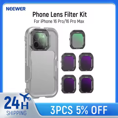 NEEWER 5pcs Phone Lens Filter Kit, Black Mist Diffusion 1/4/ND8/ND16/ND32/ND64 HD Optical Glass For