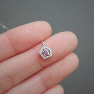 天然粉紅尖晶石 鑲鑽 五角星形切割 純 18K 白金項鍊 客製