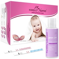 Easy@Home 100 Ovulation and 20 Pregnancy Test Strips + Premom Fertility Lubricant 2Fl Oz