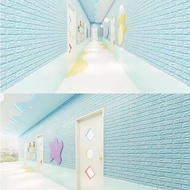 Wallpaper 3D brick foam bata Biru / wallpaper 3D Dinding 70x77cm