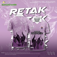 Baju Purple Lelaki Perempuan Budak Retro Collar Viral Jersey Custom Name SINGLE ORDER TSHIRT VIRAL Baju Raya 2023 CLASS OF ECONOMY Fresh Floral Shirt Sublimation T-shirt Jersey