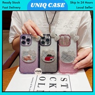 IPH 11 12 13 14 15 16 17 Plus Pro Max cermin kitty fon sarung transparent 2 in 1 mirror soft phone c