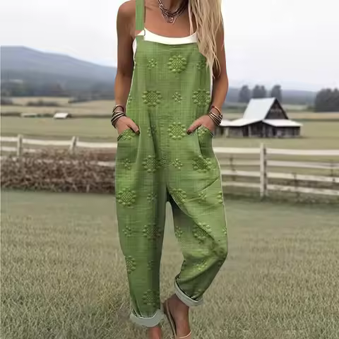 Women Solid Color Button Suspender Overalls Jumpsuit Basic Style Loose Fit Multi Scene Casual Jumpsu