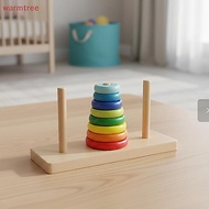 (warmtree) Baby Wooden Trap Tower Building Blos Of Hanoi Tower Wooden Toys