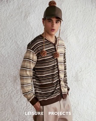 (Leisure Projects) Multi stripe cotton cardigan เสื้อเชิ๊ตคาดิเเกนผ้าทอลายริ้ว patchwork ตัดต่อลาย เ